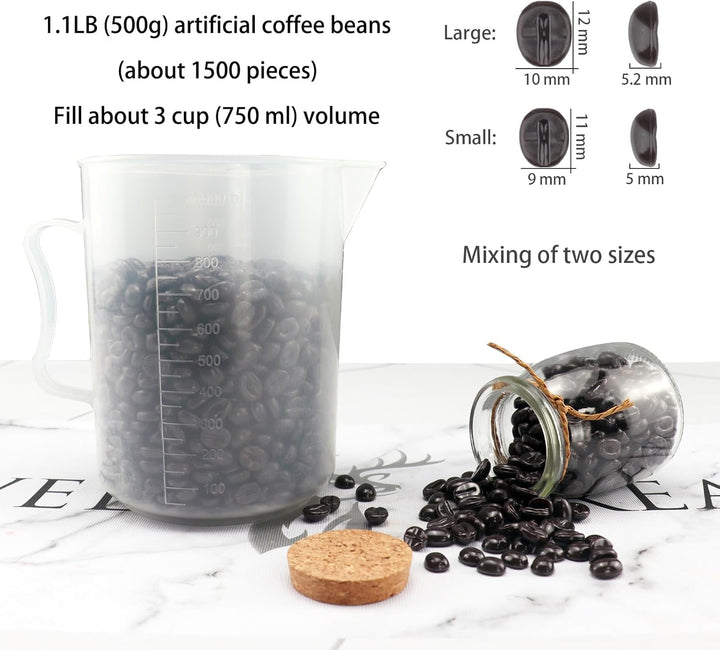 Künstliche Kaffeebohnen 500g (1500 Pcs) gefälschte Kaffeebohnen für Home Kitchen Table Centerpiece C