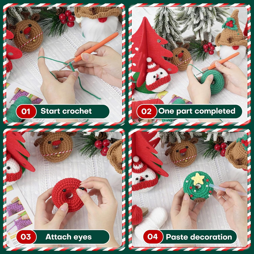 VolksRose Weihnachts-Häkelsets für Anfänger und Erwachsene, Häkel Strickset mit Haken, Garn, DIY-Häk
