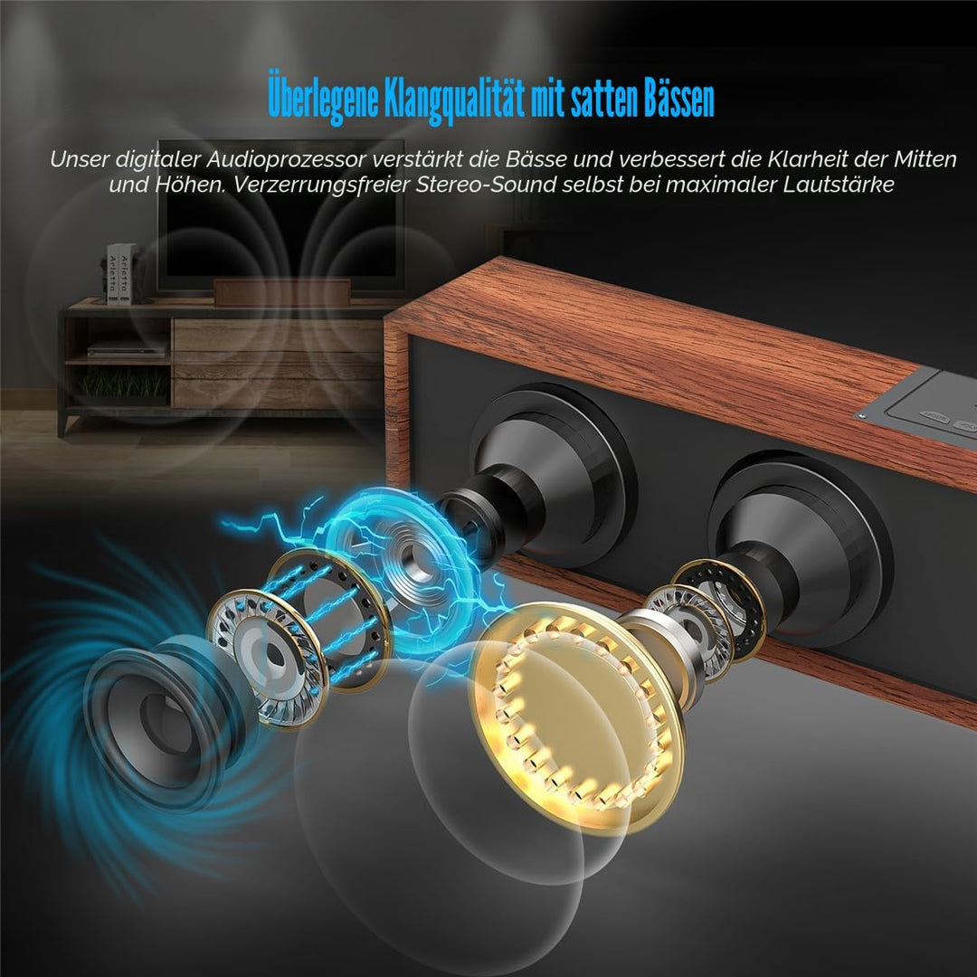 Smalody Bluetooth-Lautsprecher, PC-Lautsprecher Klassische kabellose Holzlautsprecher Stereo-Bass-So