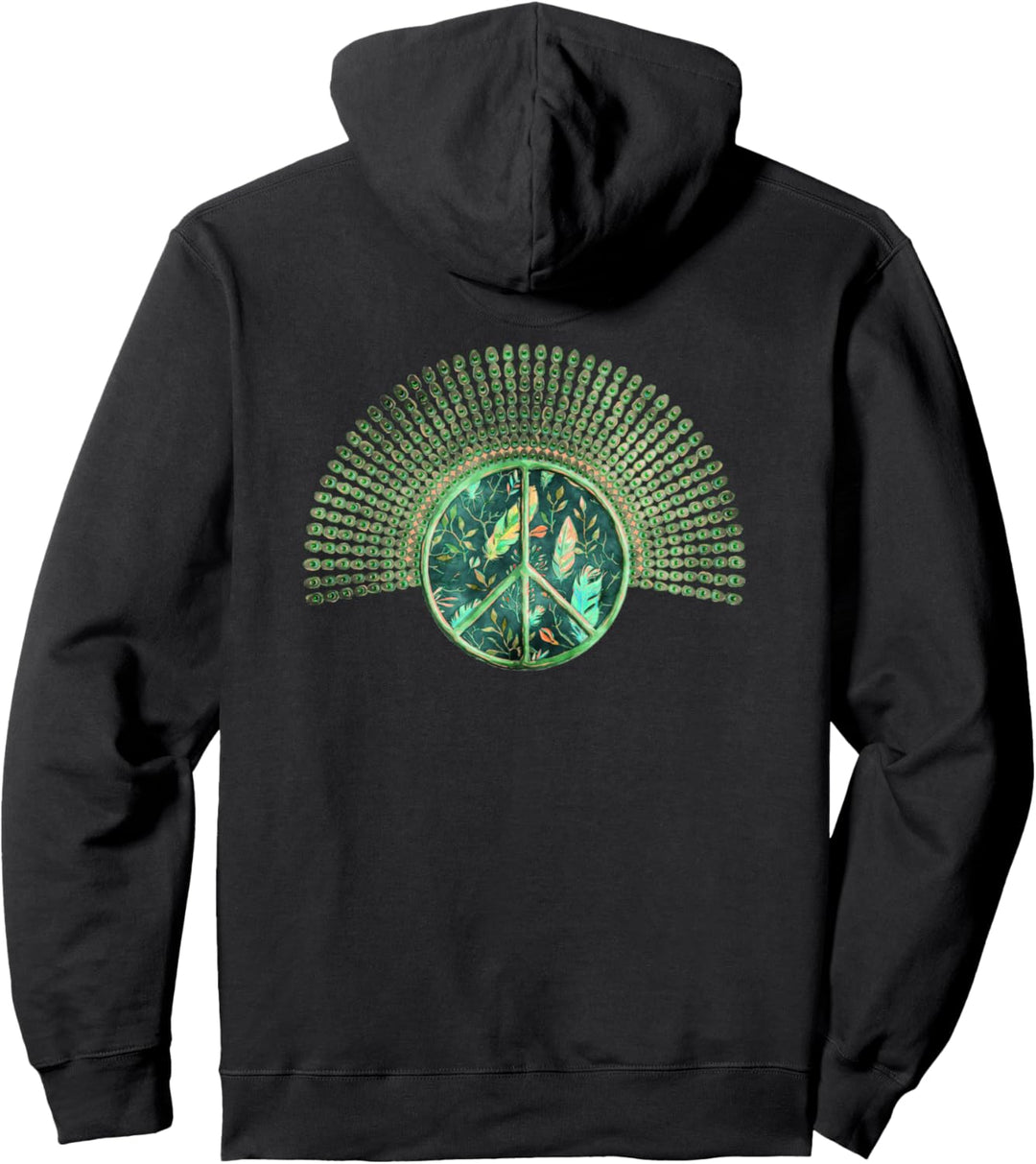 Love Nature - Peace Sign With Feathers 3 - Fan Fun Pullover Hoodie