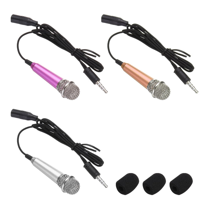 QUARKZMAN 3 Stück Mini Mikrofon Winziges Microphone Telefonmikrofon Kleines Karaoke Mikrofon mit Sch