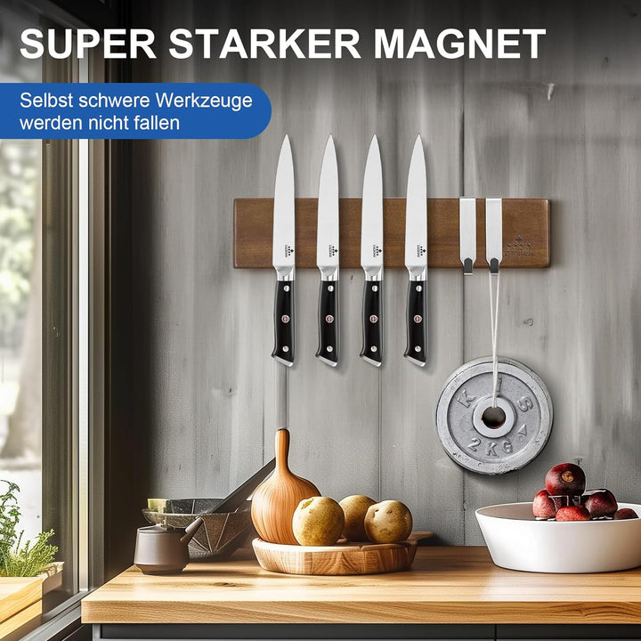 ENOKING Magnetleiste Messer 26 cm, Messerblock Magnetisch ohne Messer, Magnet Messerhalter aus Akazi