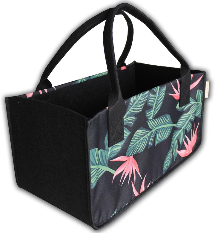 Filztasche Schwarz/Rot Einkaufstasche Kaminholztasche Kaminholzkorb Filz Transporttasche Auto Organi