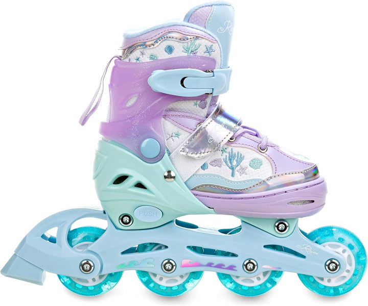 RAVEN Inline Skates Inliner für Kinder Mädchen verstellbar mit LED Leuchtrad, 30-33 (18,5cm-20,5cm)