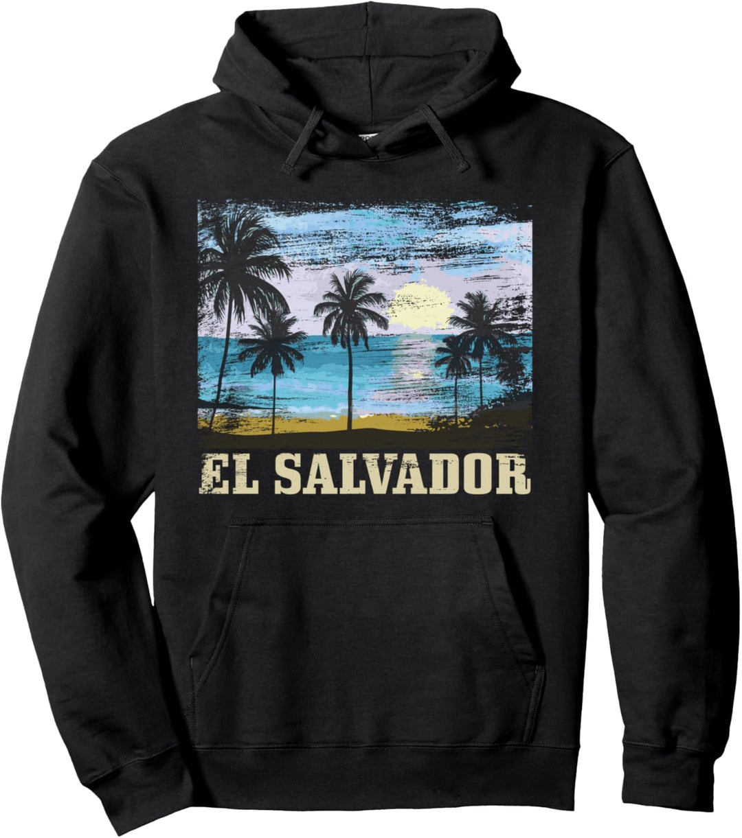 El Salvador Vintage Surfer Souvenir Pullover Hoodie