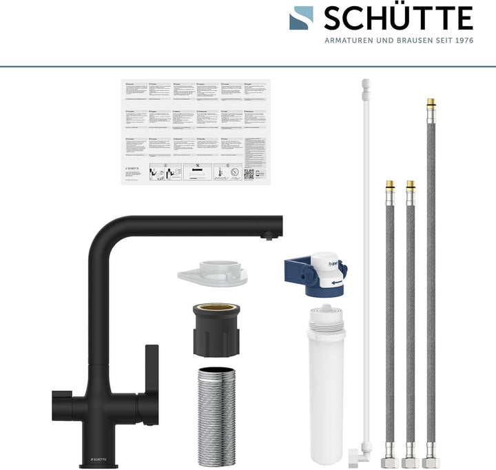 SCHÜTTE 99860 AQUASTAR PRO Trinkwasser-Spültischarmatur mit Filtersystem, 3 Wege Küchenarmatur, Küch