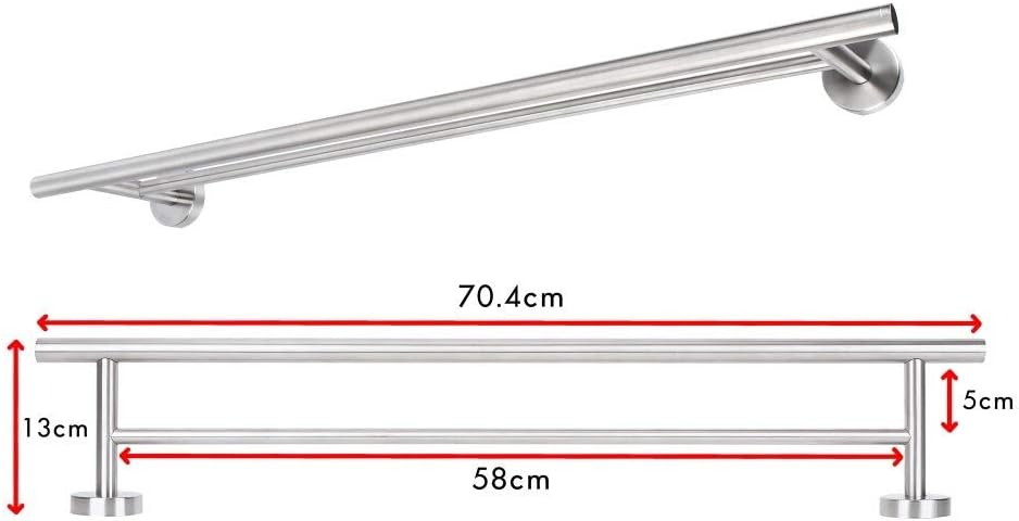 Jan Max Badetuchhalter ohne Bohren Doppelhalter für 60cm Handtuchbreite, Handtuchhalter Wand aus geb