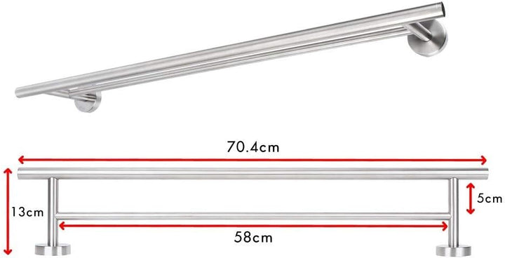 Jan Max Badetuchhalter ohne Bohren Doppelhalter für 60cm Handtuchbreite, Handtuchhalter Wand aus geb