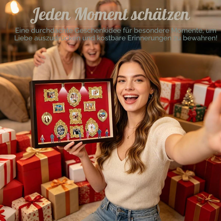 DIY Mini Museum Silhouette Box mit LED, Mini Menschen Figuren Museum, Kreativ Bilderrahmen mit 8 Fig