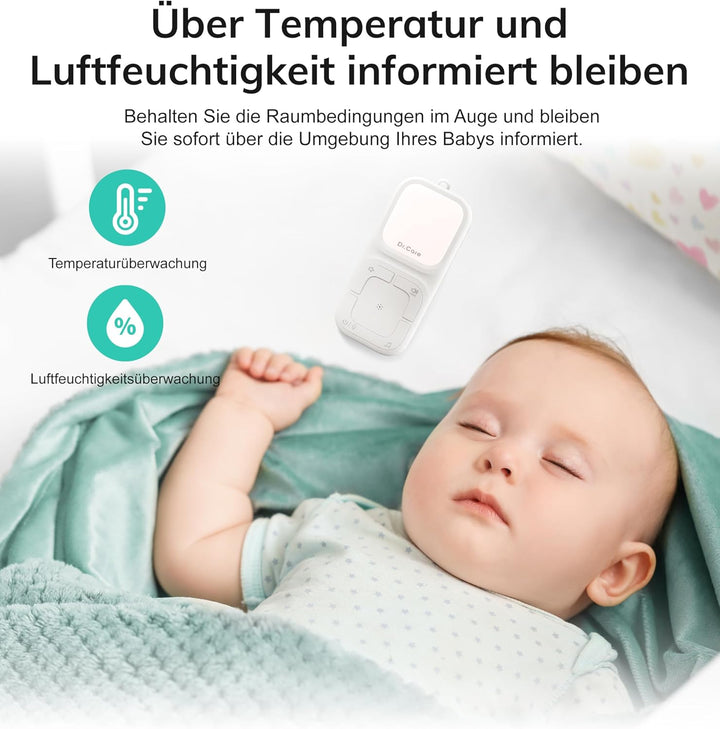 Dr.Care NeoGo Audio Baby Monitor – Vorgepaart, Gegensprechfunktion, VOX, Nachtlicht, Schlaflieder, V