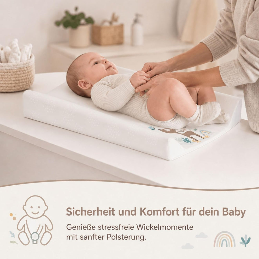 Fillikid Wickelauflage 2-Keil Exclusiv/Wickelmulde 50x65 cm/Wickelunterlage mit abwaschbarer Folienb