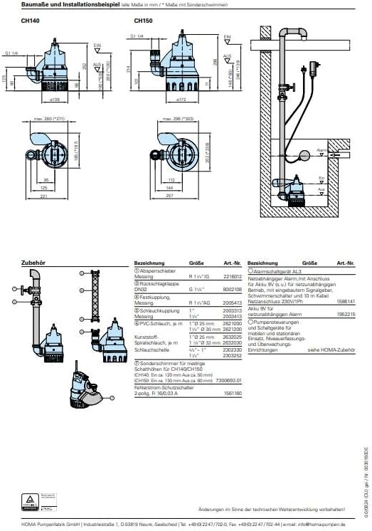 Homa 230 V Bully C 140 WA Tauchmotorpumpe 9110219