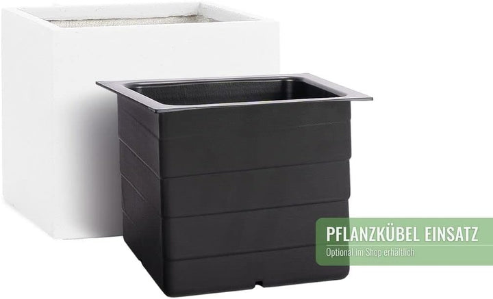 Pflanzwerk® Pflanzkübel Fiberglas Weiss Cube 30x34x34cm *Frostbeständige Blumenkübel* *Deutsche Prem