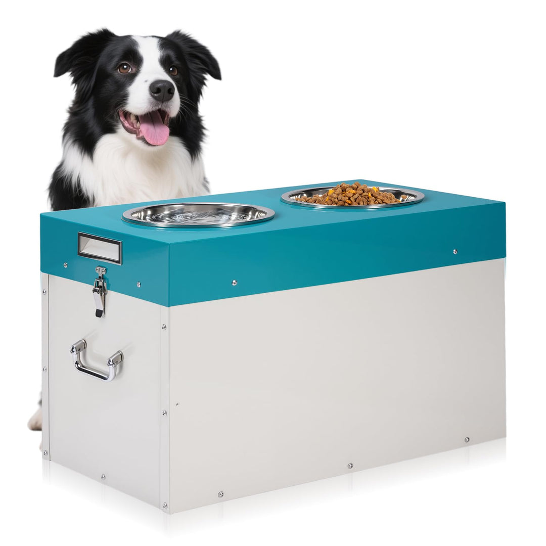 2 IN 1 Hundefütterer & Aufbewahrungseimer für Hundefutter 53L Futterautomat für Grosse Hunde Erhöhte