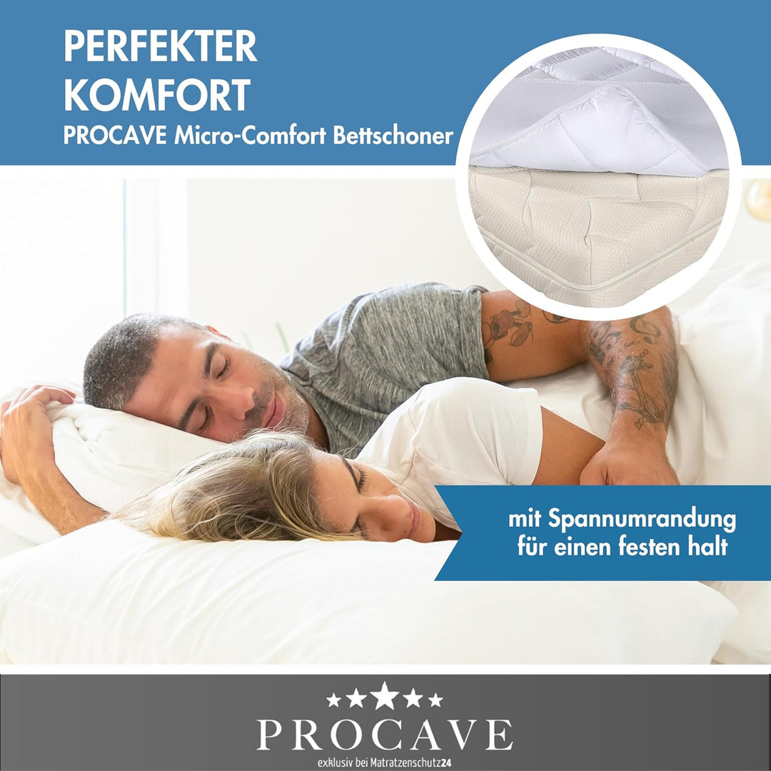 PROCAVE Micro-Comfort Matratzen-Bett-Schoner weiss 60x190 cm mit Spannumrandung | Höhe bis 30cm | Au