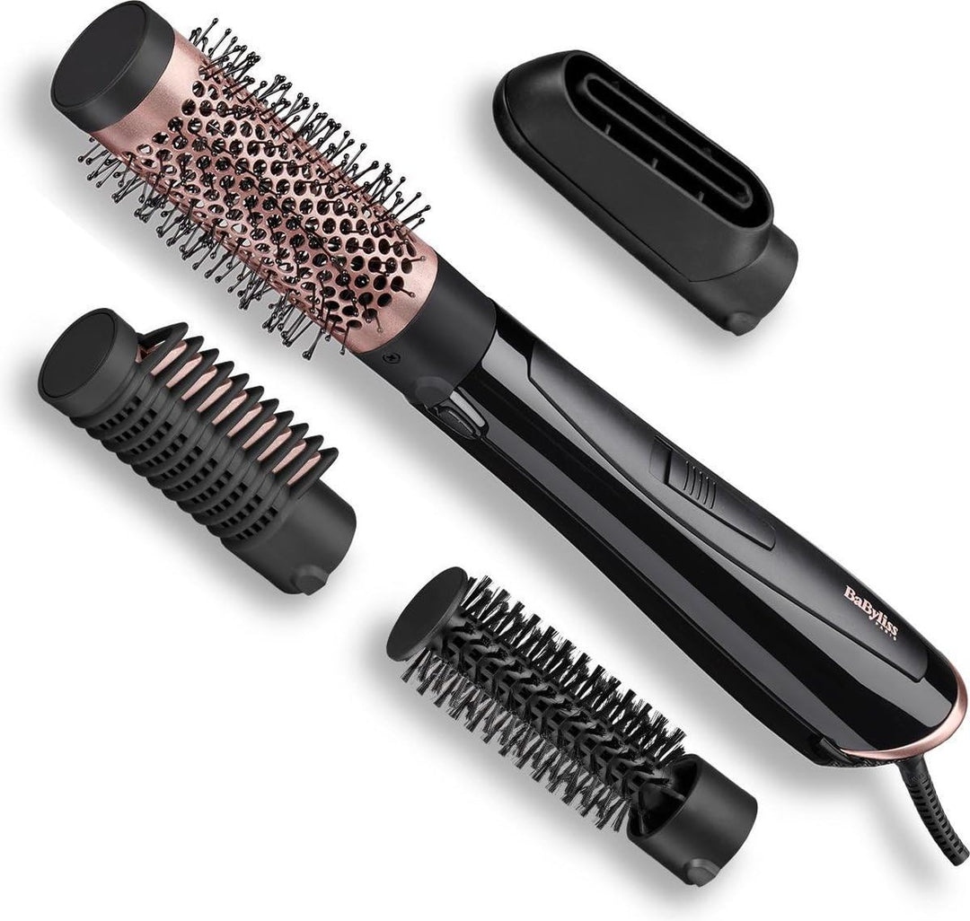 BaByliss Perfect Finish, Warmluftbürste, mit mehreren Aufsätzen, 2 Temperaturstufen und Kühlluftfunk