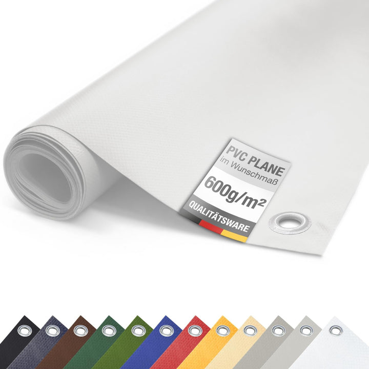 PVC Plane LKW Plane 600g/m² mit Ösen Rundösen Abdeckplane Schutzplane Boot Terrasse Industrieplane m