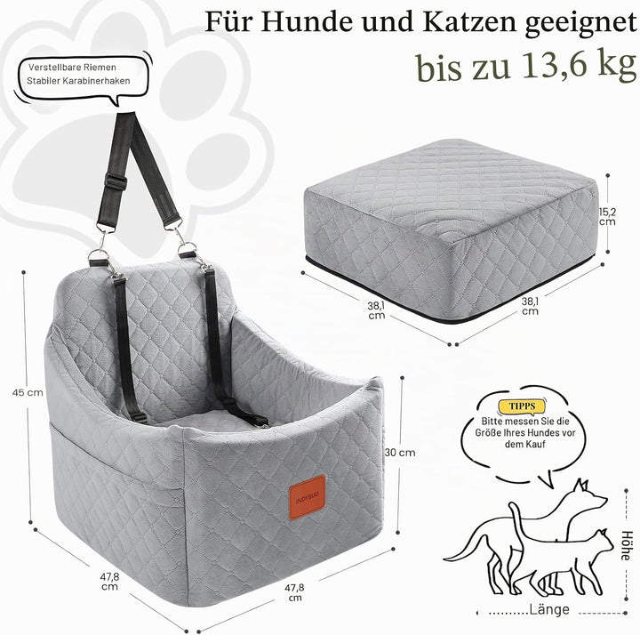 Hunde Autositz für kleine bis mittlere Hunde, Waschbarer hundesitz Auto mit Aufbewahrungstaschen, An