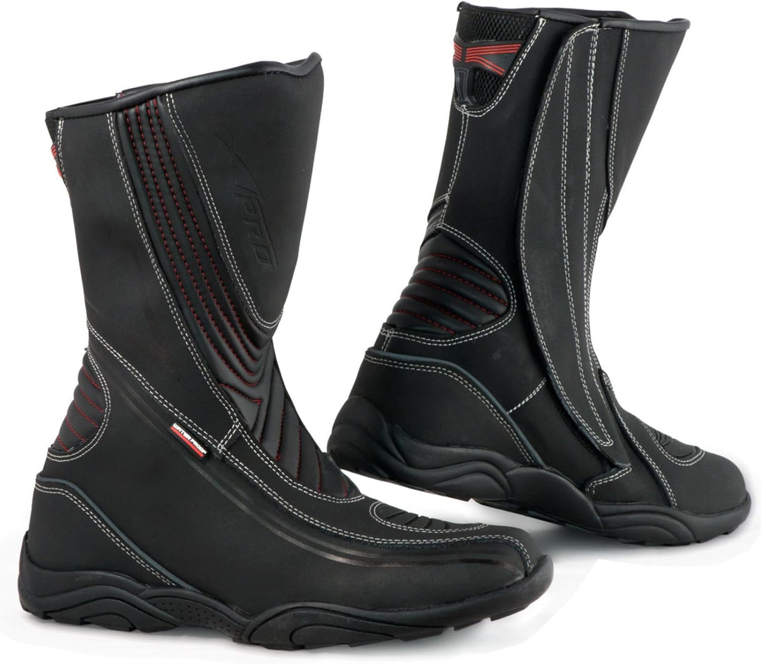 A-Pro Motorradstiefel Stadt und Tourismus Wasserdichtem Leder Grobe 44 EU Schwarz, 44 EU Schwarz