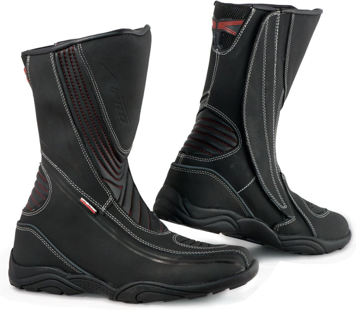 A-Pro Motorradstiefel Stadt und Tourismus Wasserdichtem Leder Grobe 43 EU Schwarz, 43 EU Schwarz