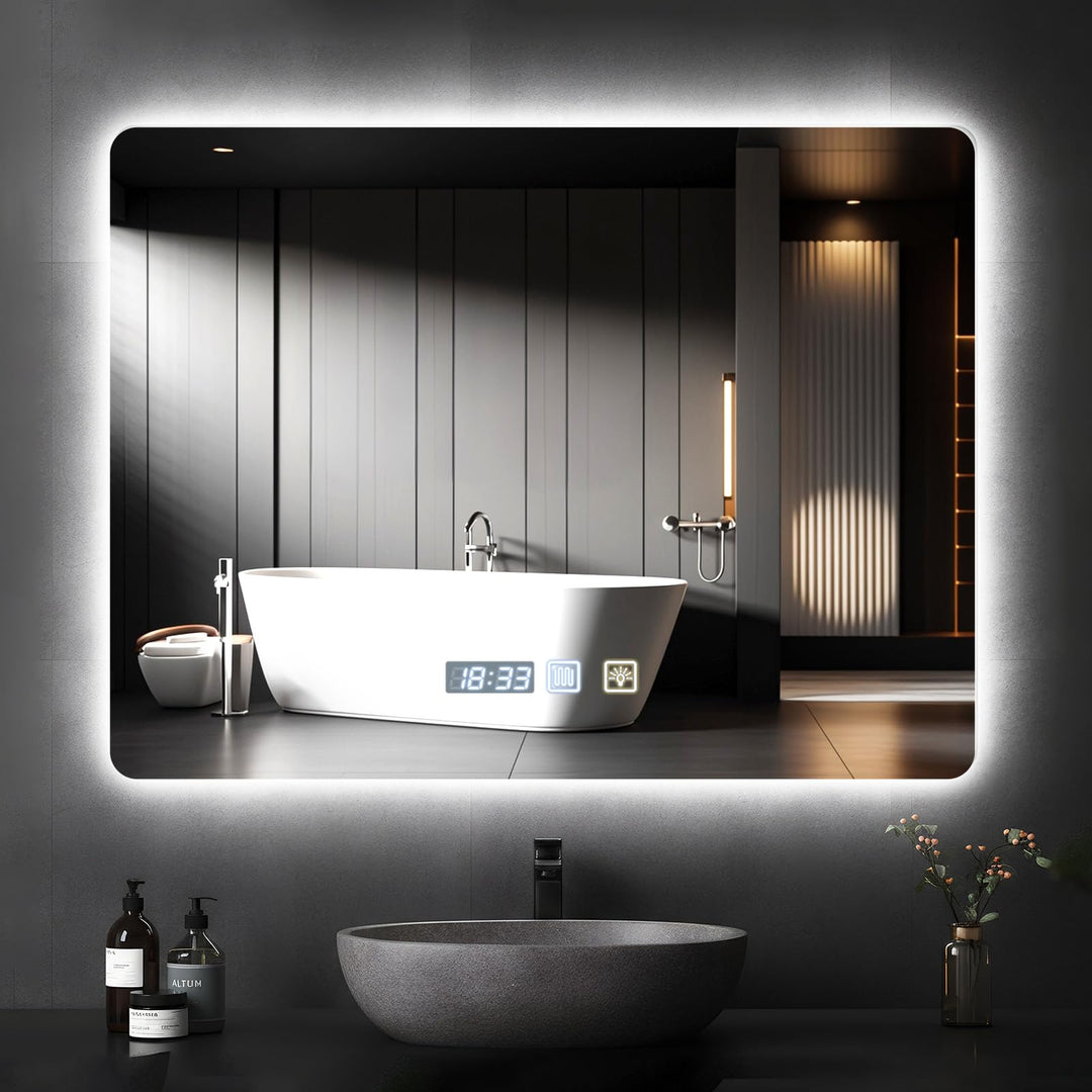 Badspiegel LED Spiegel mit Beleuchtung 80x60cm | Wandspiegel Badezimmerspiegel | Kosmetikspiegel Sch
