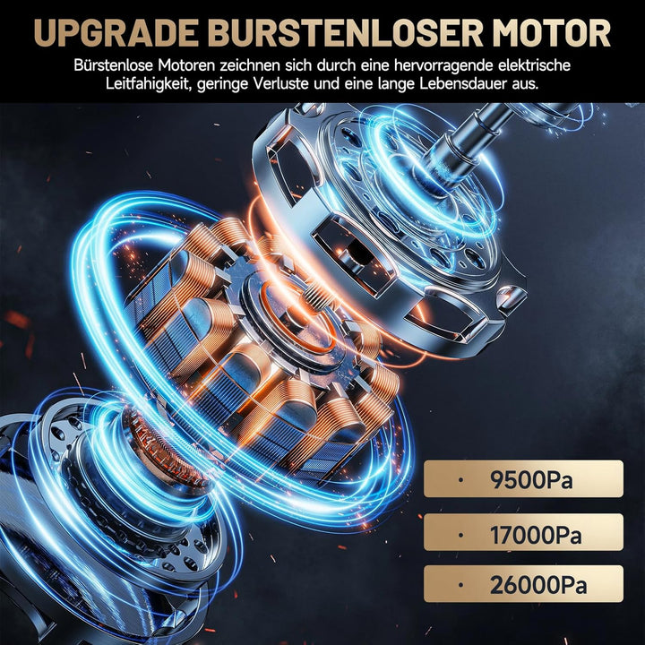 Handstaubsauger Kabellos 26000Pa für Tierhaare, Auto & Küche | Tragbarer Mini-Staubsauger mit Bürste