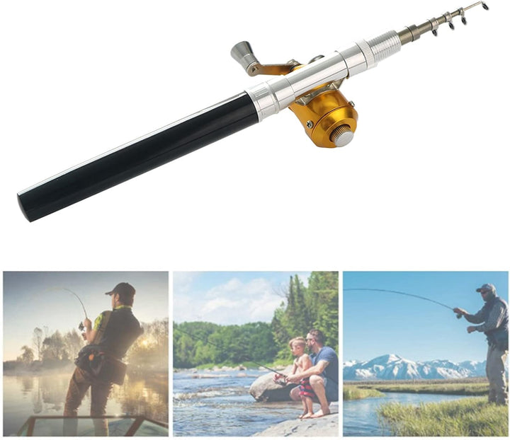 Mini Angelrute Rollen Combo, Taschenangelrute Stiftform Angelset Tragbare Teleskop Leichtgewicht Fri