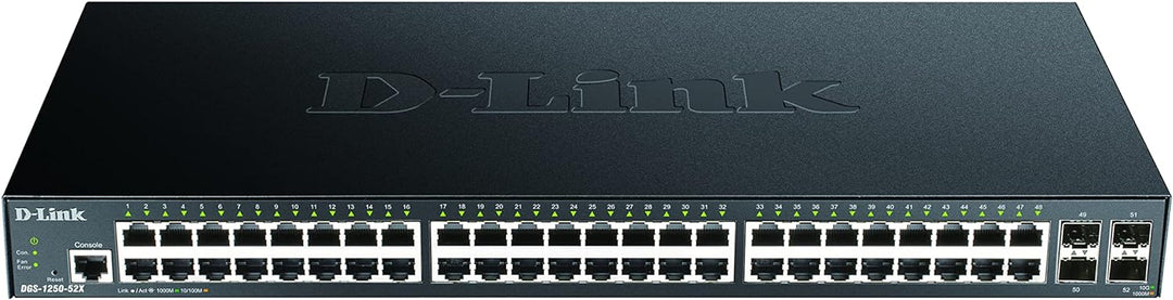 D-Link DGS-1250-52X/E, 52-Port Layer 2/3 Smart Managed Gigabit Switch (48x BaseT Port, 4 x 10G SFP+