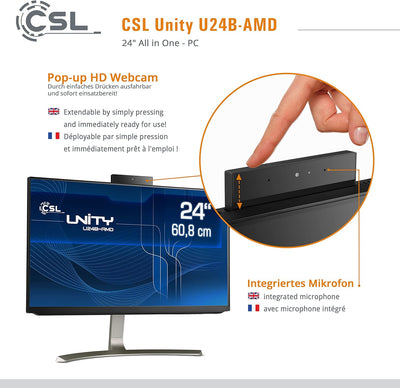 All-in-One-PC CSL Unity U24B-AMD, 60,5 cm (23,8 Zoll, 1920x1080 Full HD) - Leistungsstarker AIO (AMD