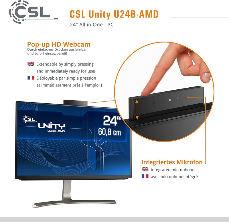 All-in-One-PC CSL Unity U24B-AMD, 60,5 cm (23,8 Zoll, 1920x1080 Full HD) - Leistungsstarker AIO (AMD