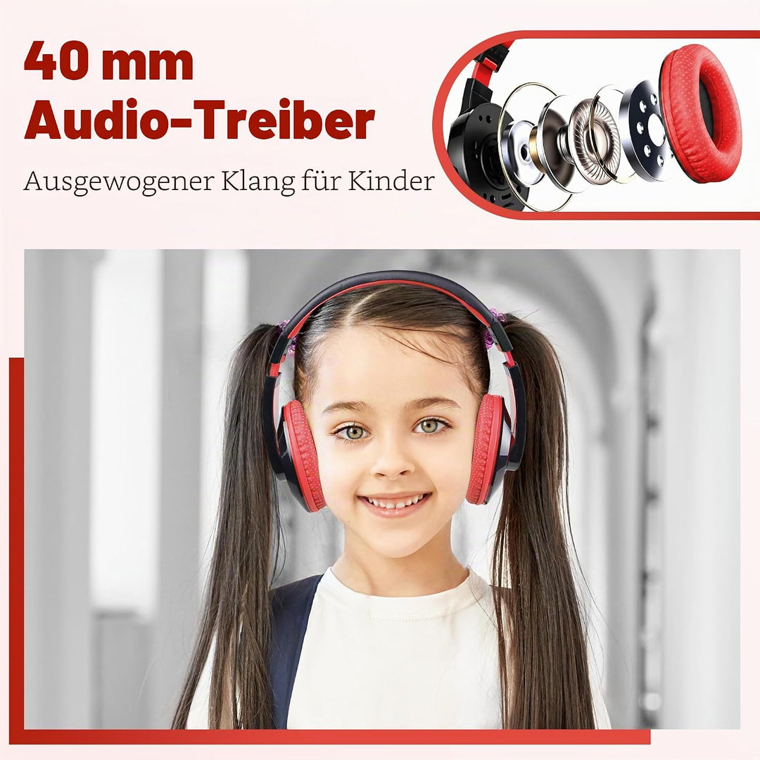 RockPapa Comfort Kinder Kopfhörer für Schule Jungen, Kopfhörer Kinder mit Kabel, Einstellbar, Faltba