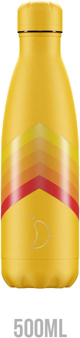 Chilly’s Wasserflasche - Edelstal und wiederverwendbar - Auslaufsicher, schweissfrei - Gelb/Funk - 5