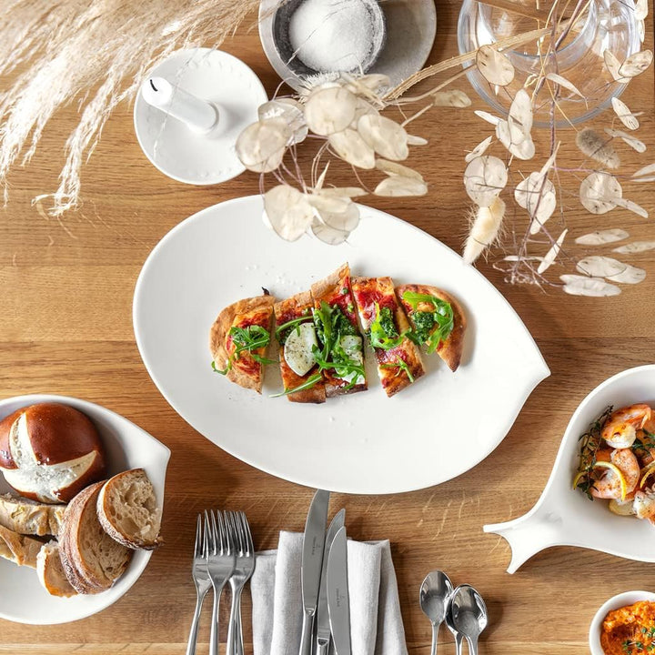 Villeroy und Boch Flow Ovale Servierplatte, 36 cm , Premium Porzellan, Weiss Flow 36cm Ovale Servier