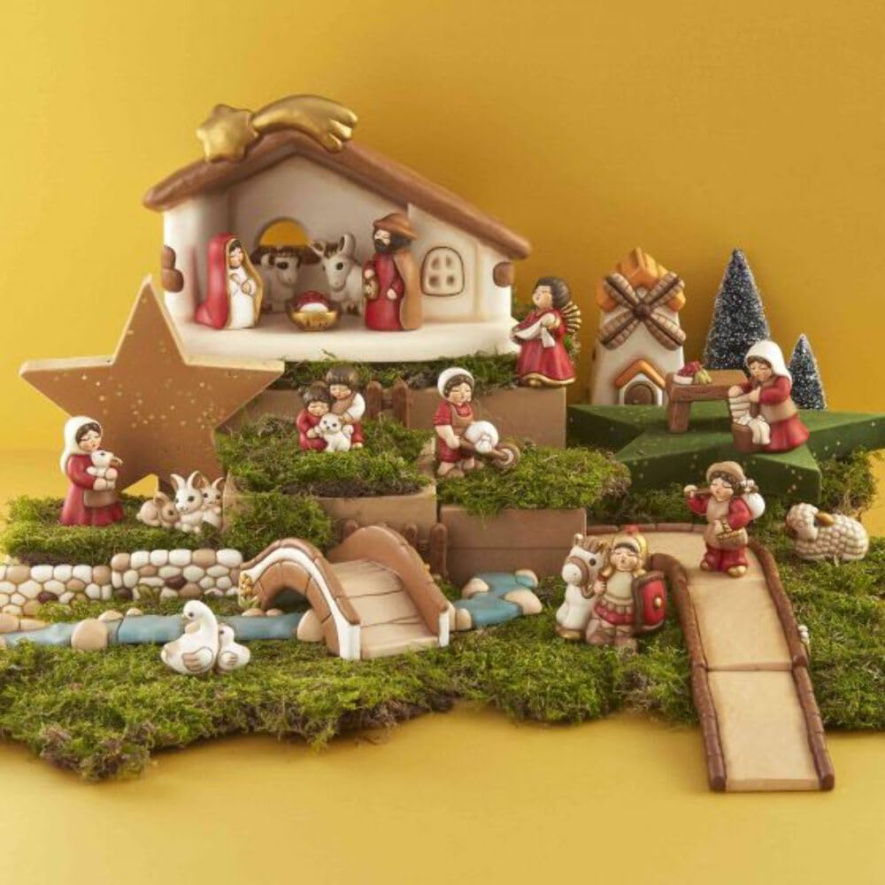 THUN - Krippenfigur Windmühle - Weihnachtsdekoration Haus - Klassische Krippe - Keramik - 7,5 x 7,5