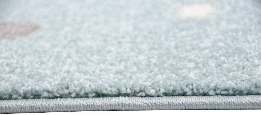 Merinos Teppich für Kinder mit Wolken Spielteppich in Blau Grösse 120 cm Rund, 120 cm Rund