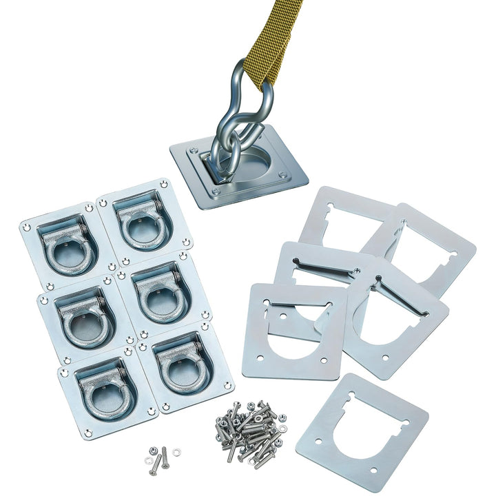6X Zurrösen mit Gegenplatten & Schrauben - Robuste Zurrmulden für Anhänger | Verzinkte Verzurrösen,
