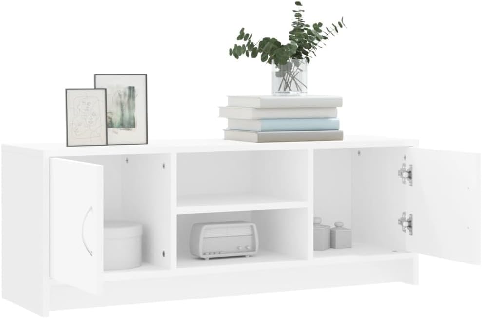 TV-Schrank, weiss, 102 x 30 x 37,5 cm, mehrschichtiges Holz, TV-Konsole, Regal unter TV, Schrank mit