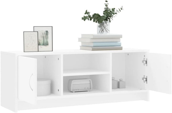 TV-Schrank, weiss, 102 x 30 x 37,5 cm, mehrschichtiges Holz, TV-Konsole, Regal unter TV, Schrank mit