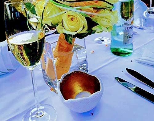 Stoamandal Lichtschale gold - S (15cm) - Beton weiss - Unikat handmade - Geburtstagsgeschenk - Einzi