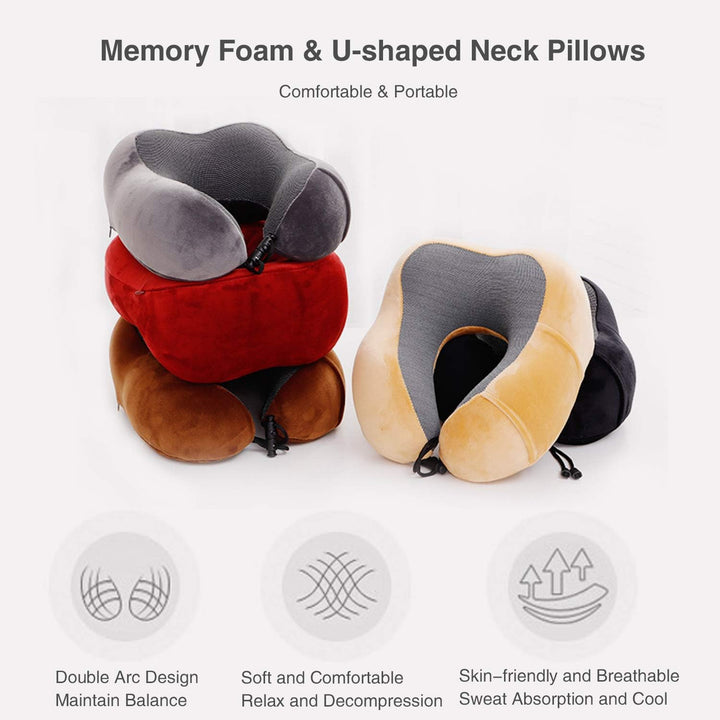 FANDARE Nackenkissen Reisekissen aus Memory-Schaum Neck Pillow Damen Herren Jugendliche Nackenhörnch