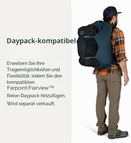 Osprey Herren Farpoint Herren Reiserucksack Rucksack (1er Pack) O/S - Fassungsvermögen 40L Schwarz,