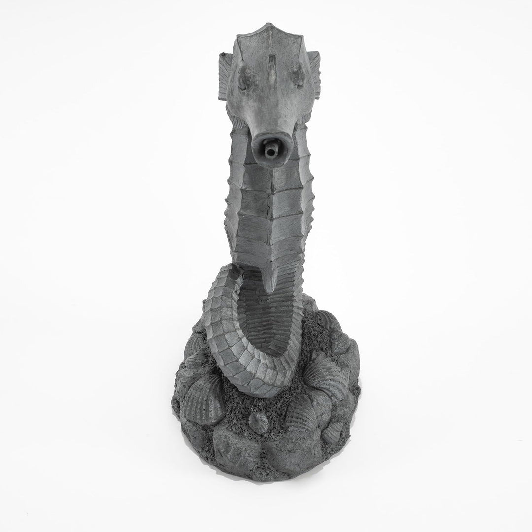 Esotec Wasserspeier-Figur Seepferdchen Ida, Einzelfigur mit Schlauch, Altkupfer-Design, Brunnenfigur