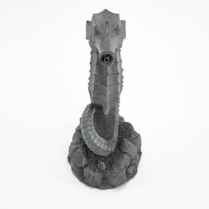 Esotec Wasserspeier-Figur Seepferdchen Ida, Einzelfigur mit Schlauch, Altkupfer-Design, Brunnenfigur