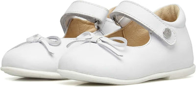 Naturino Ballet-Ballerinas aus Kalbsleder mit Schleife, Weiss Silber