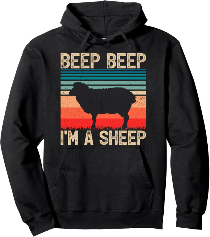 Vintage Beep Beep I'm A Sheep Retro Sheep Farmer Pullover Hoodie