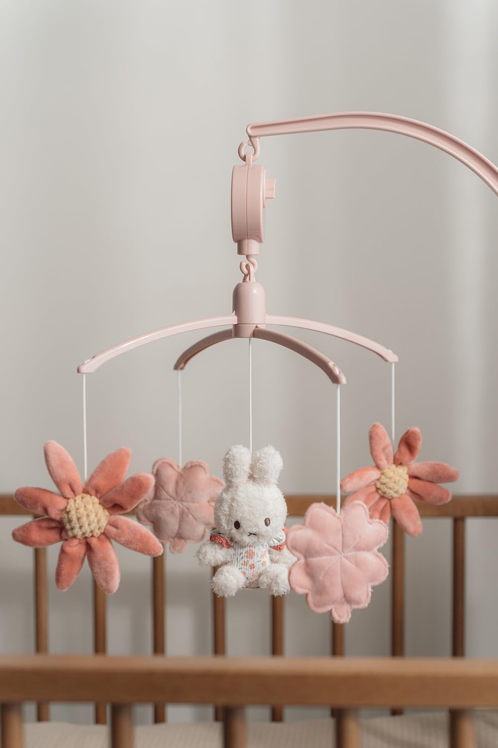 nijntje miffy x Little Dutch Mobile Musik Spieluhr mit Halterung für Babybett Hase Miffy rosa - Luck