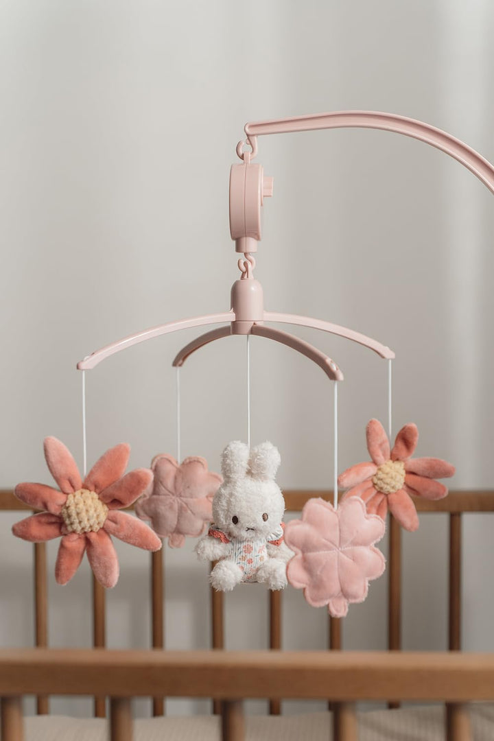 nijntje miffy x Little Dutch Mobile Musik Spieluhr mit Halterung für Babybett Hase Miffy rosa - Luck