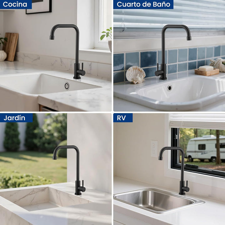 CECIPA Kaltwasserhahn, 360° Drehbarer Wasserhahn Kaltwasser, Edelstahl Kaltwasser Armaturen für Küch