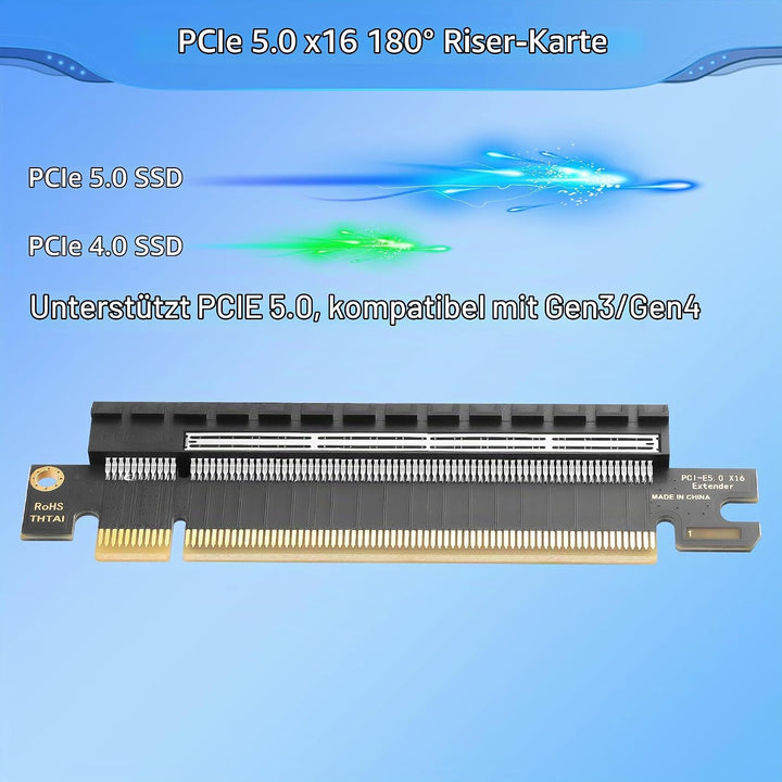CERRXIAN PCIe 5.0 x16 Riser Card,PCI Express 5.0 16X Extension Slot Protection Test Card,für Compute