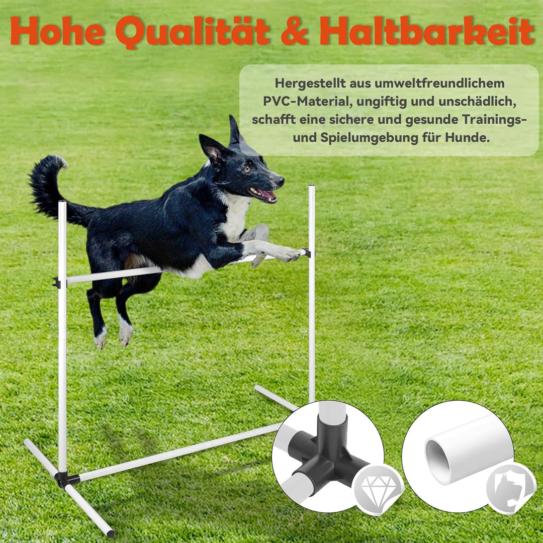 Agility Set Hunde Hürdenset Slalom Stangen Agility Ausrüstung für Hundetraining mit 4 x Hürden Höhen